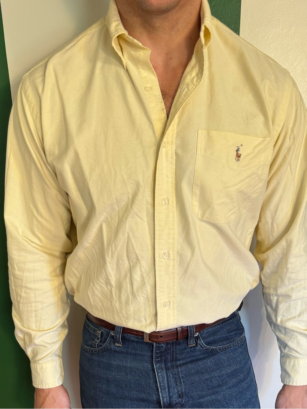 Ralph Lauren Men’s Yellow Classic Fit Oxford Button-Down Shirt